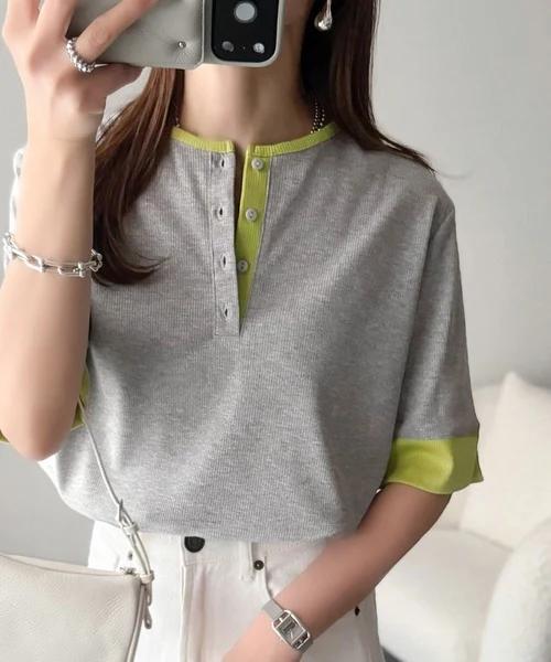 🇯🇵 日本直送 Classical Elf 復古撞色亨利領短袖上衣 👕✨CE1330083