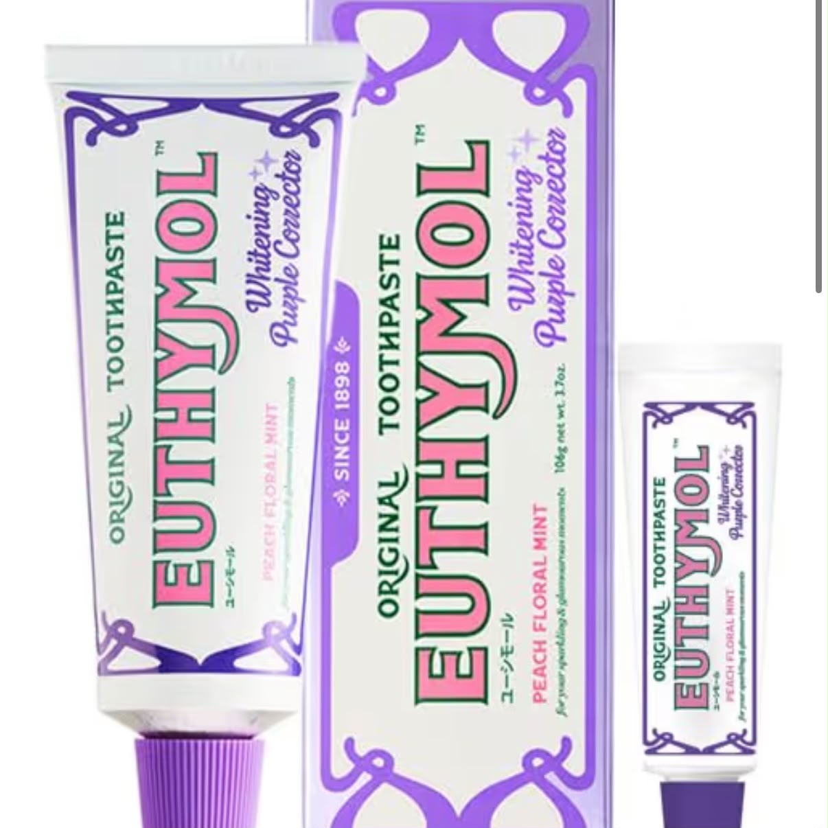🇯🇵 Imported from Japan EUTHYMOL Whitening Purple Toothpaste Set (Peach Blossom Mint) 106g + 20g