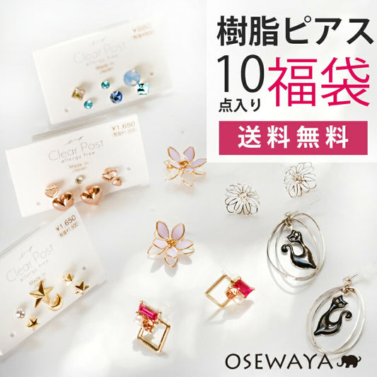 🇯🇵日本直送 2026年 Osewaya 防敏樹脂耳環 新春福袋 (10件)