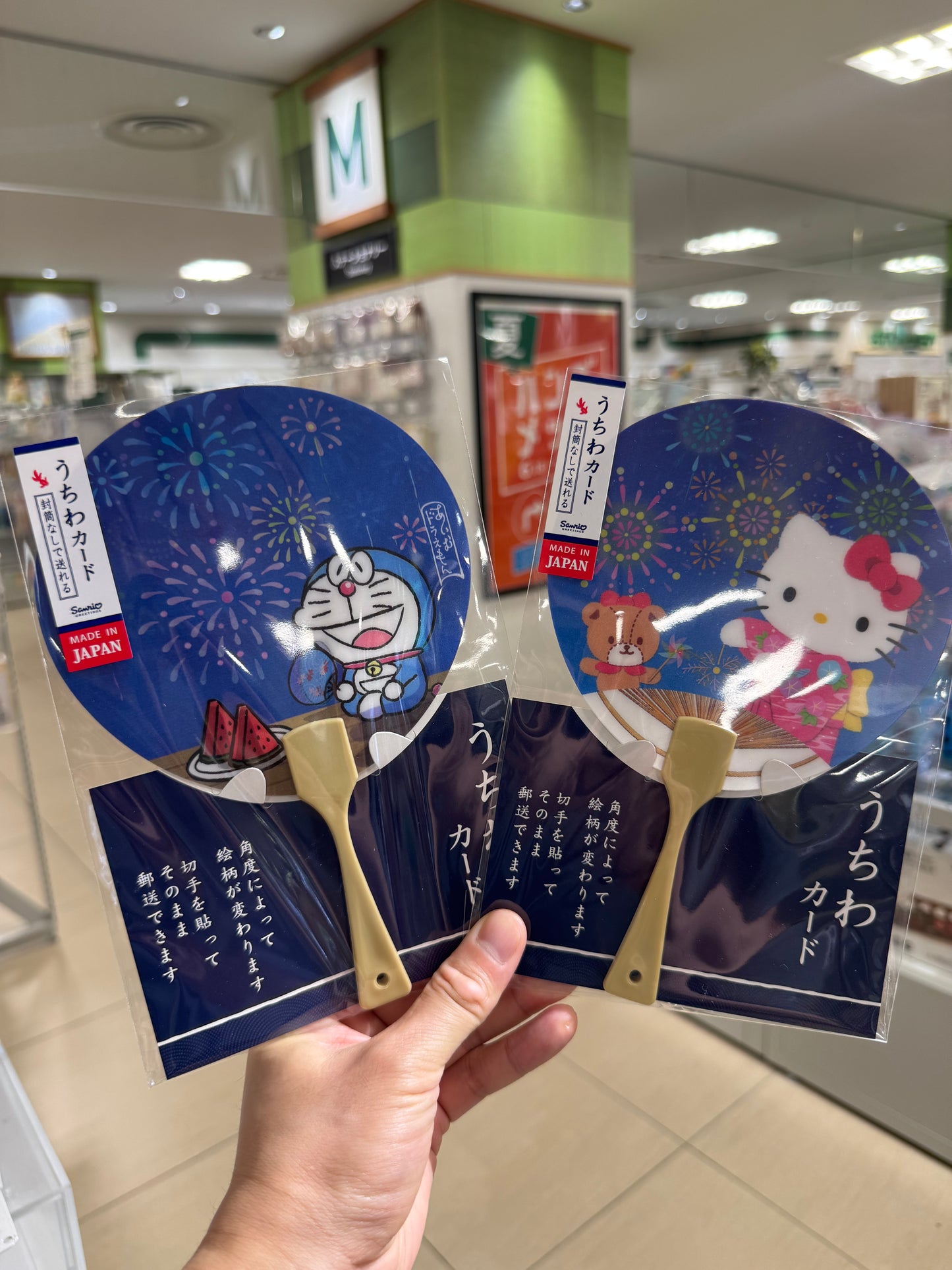 🇯🇵 日本直送 Sanrio / 多啦A夢 夏日祭典限定 萬用扇子明信片卡 🎆✨
