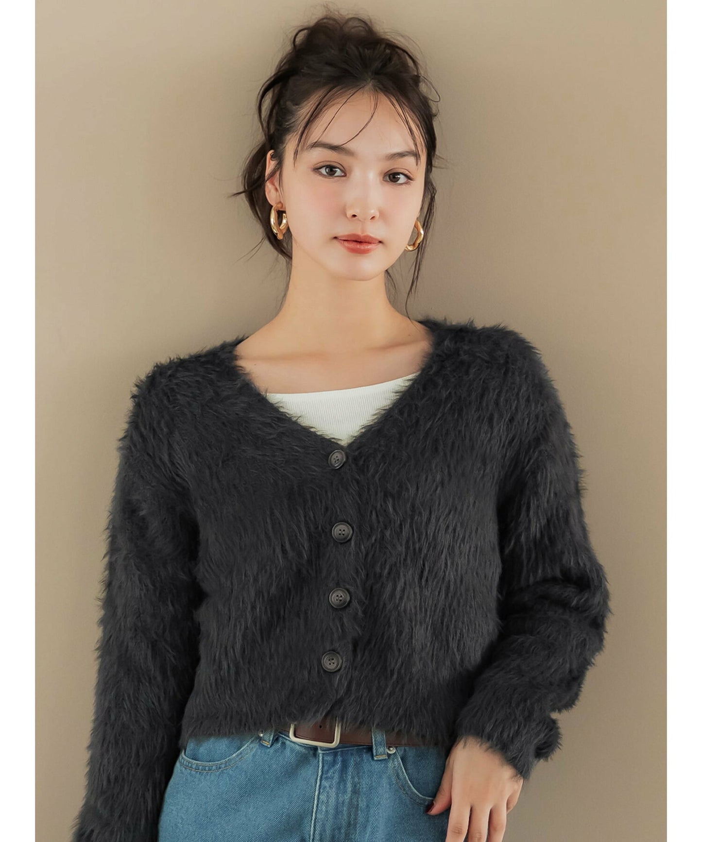 🇯🇵 日本直送 coca 秋冬 鬆軟毛絨 V 領 扣鈕短版