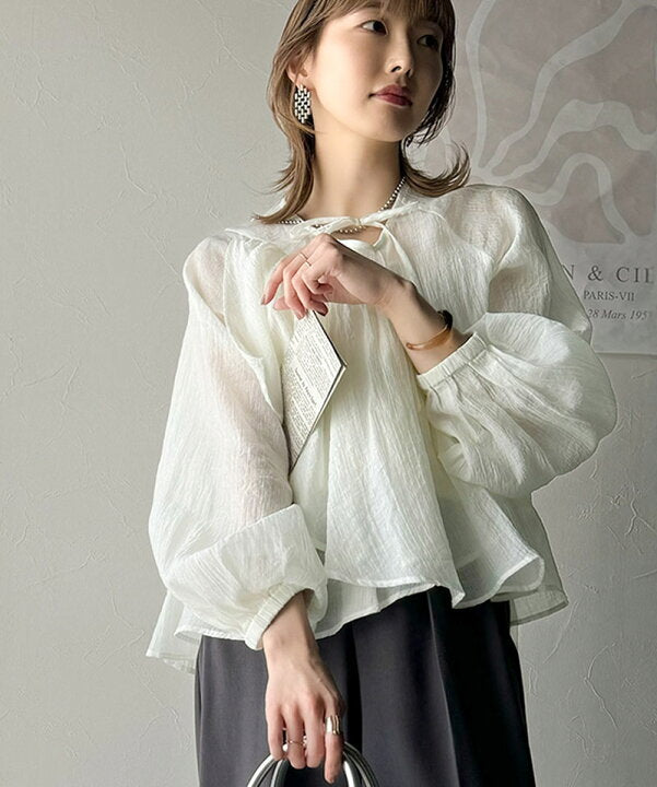 🇯🇵 日本直送 Classical Elf 清涼感不規則荷葉邊透膚襯衫✨🌿 ce1240075