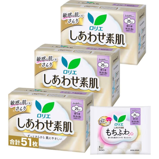 🇯🇵 日本直送 Laurier しあわせ素肌 零觸感敏感肌衛生棉套裝 (25cm 有翼) 17片