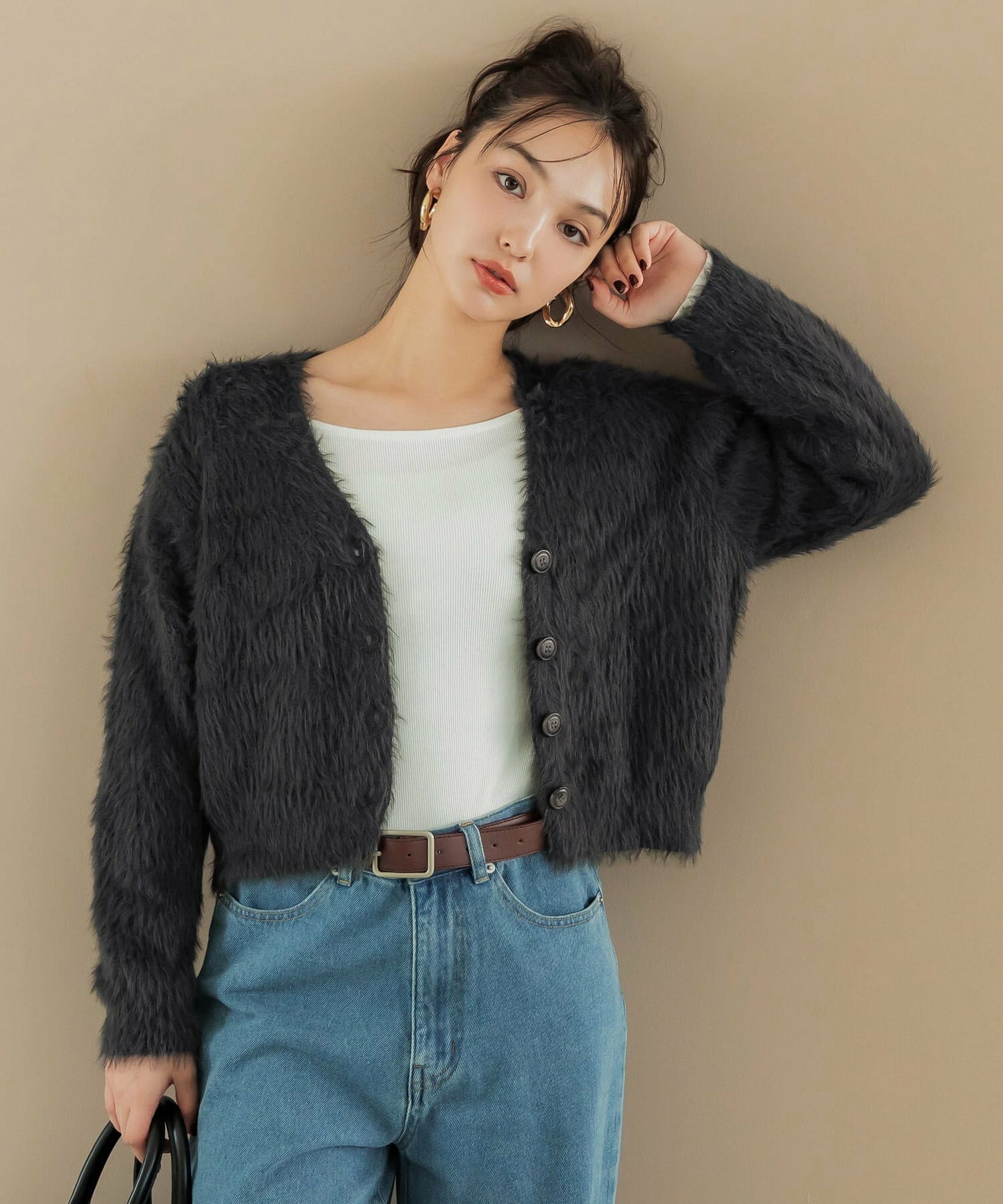 🇯🇵 日本直送 coca 秋冬 鬆軟毛絨 V 領 扣鈕短版