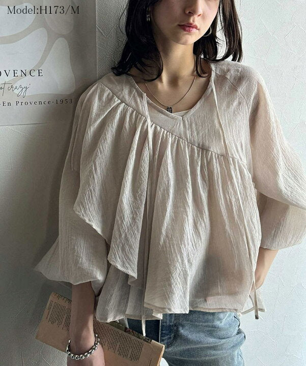 🇯🇵 日本直送 Classical Elf 清涼感不規則荷葉邊透膚襯衫✨🌿 ce1240075