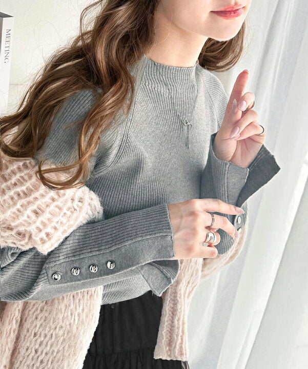 🇯🇵 日本直送 Classical Elf 袖鈕釦 高領坑紋 針織上衣 ce1020148