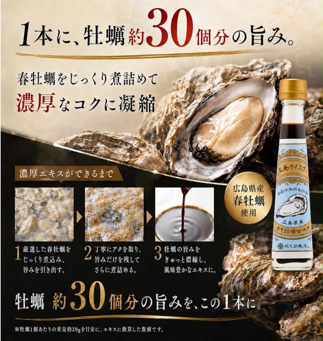🇯🇵 日本直送 政之助商店「廣島生蠔油」純天然無添加 濃縮牡蠣精華調味料🦪✨ 140g