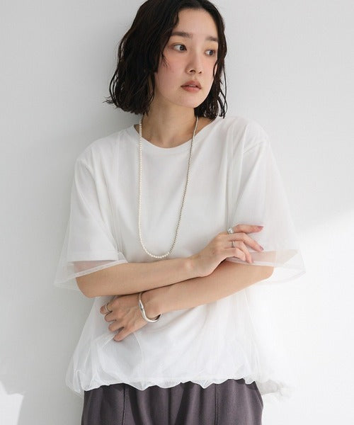 🇯🇵Green Parks Tulle Docking Balloon Half-Sleeve Pullover shipped directly from Japan