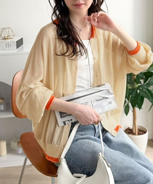🇯🇵 Direct from Japan Classical Elf Two-Way Sheer Knit Cardigan with Contrast Trim ✨ 644061
