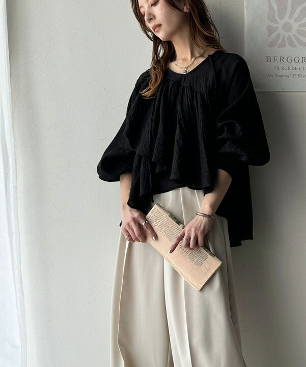 🇯🇵 日本直送 Classical Elf 清涼感不規則荷葉邊透膚襯衫✨🌿 ce1240075
