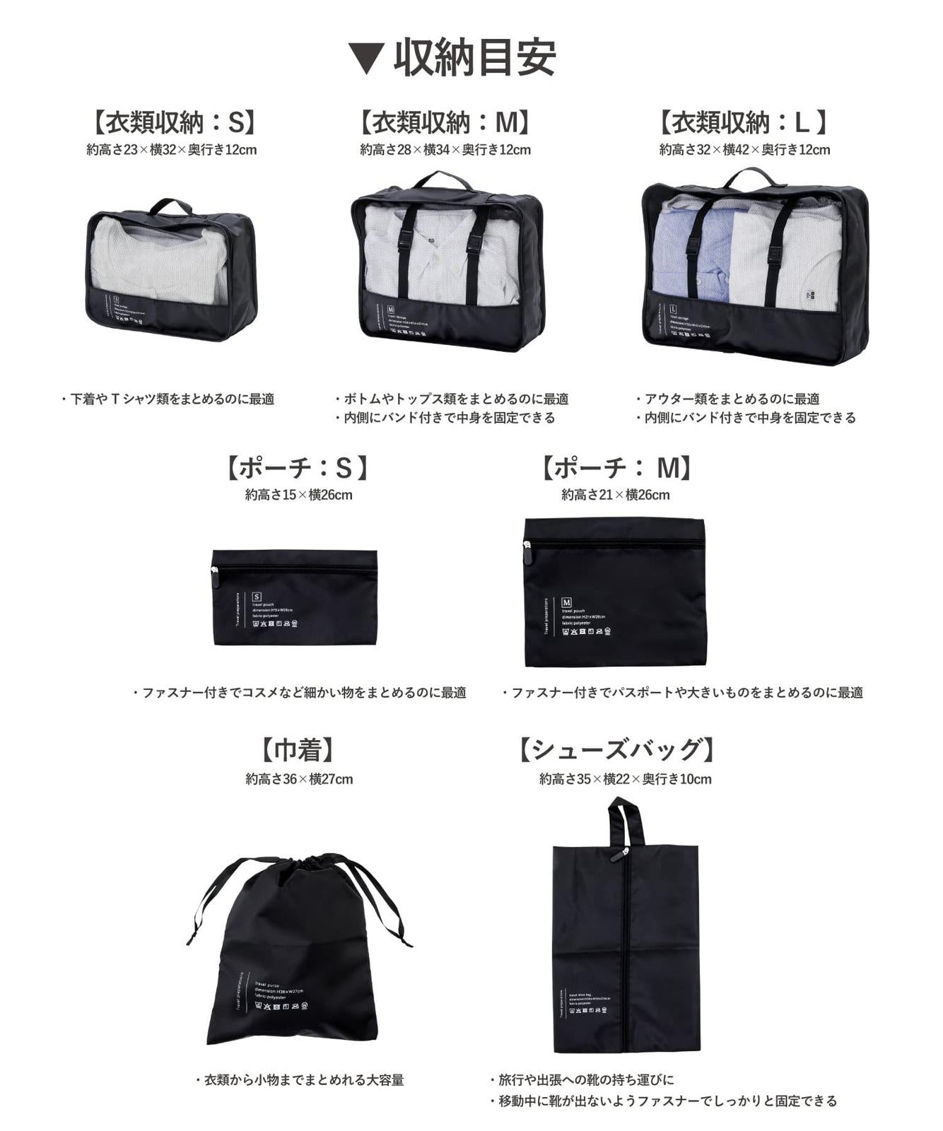 🇯🇵 Direct from Japan 3COINS Simple Travel Storage 7-Piece Set ✈️🧳