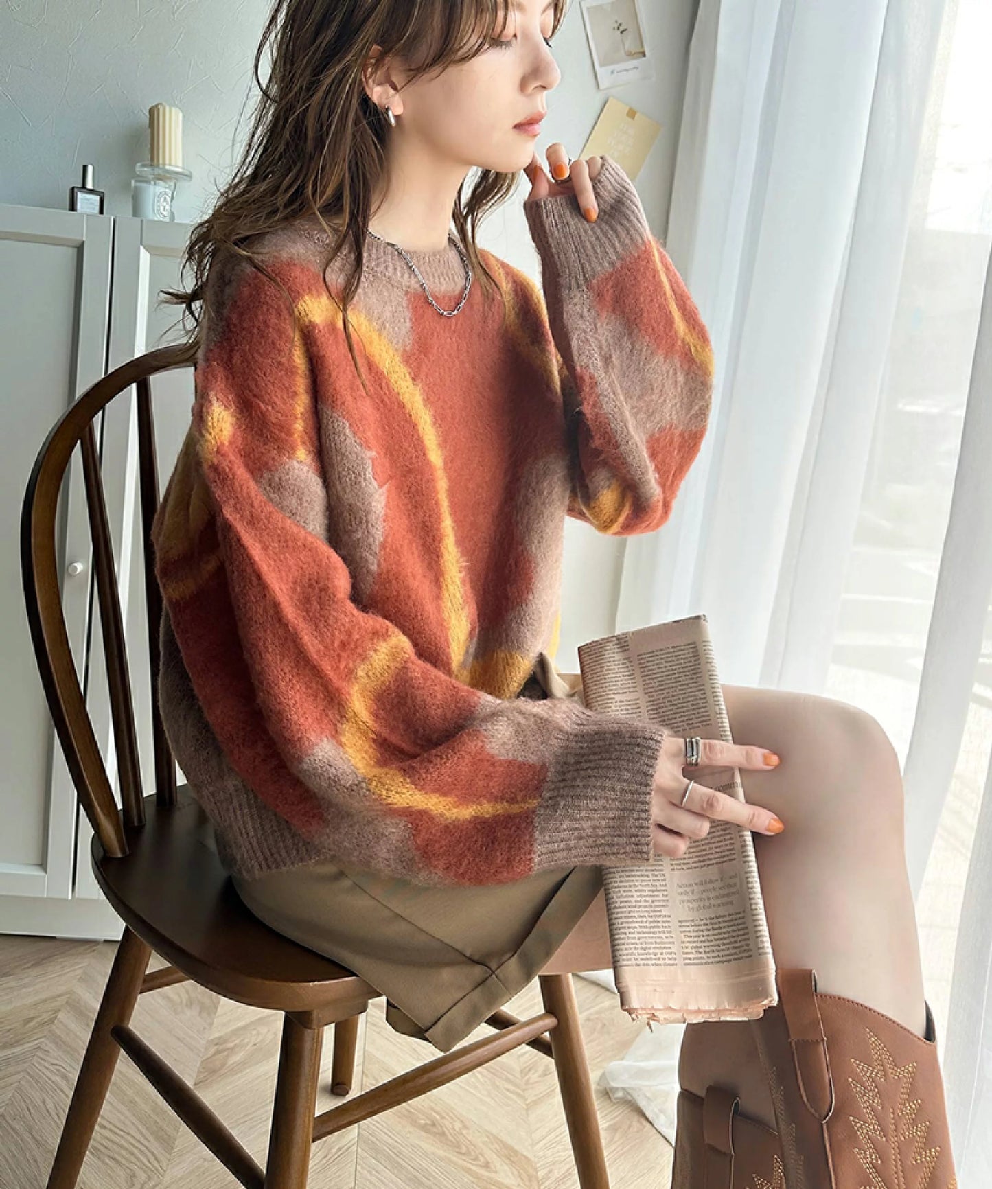 🇯🇵日本直送 classical elf 波浪紋 長毛絨針織上衣 ce1260241