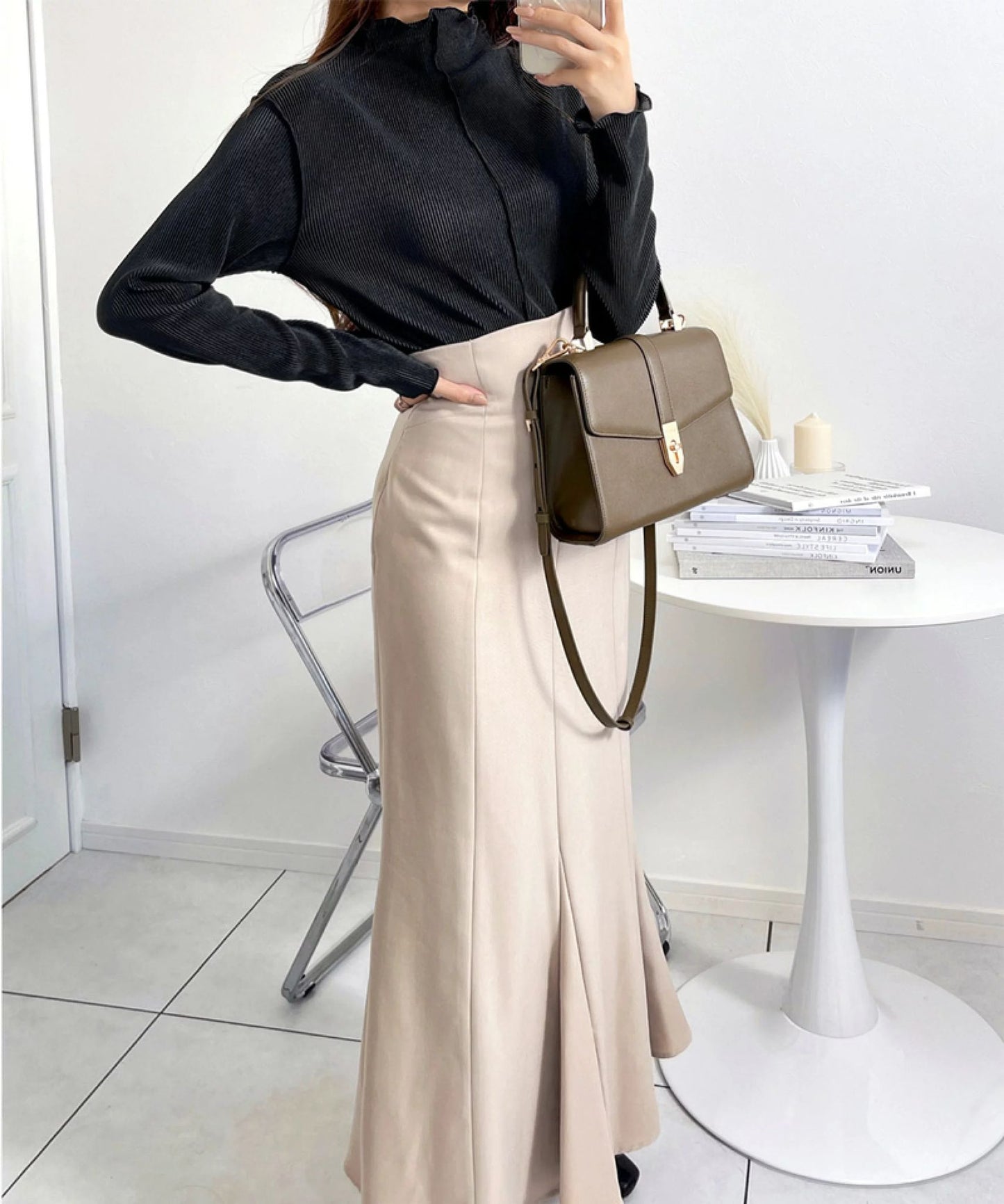 🇯🇵 日本直送 Classical Elf 2way メロープリーツ高領上衣（S–XL）👗 (ce0420042)