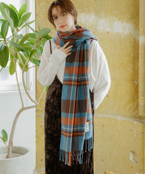🇯🇵 日本直送 studio CLIP 抗靜電大判格紋保暖披肩／圍巾 🧣✨