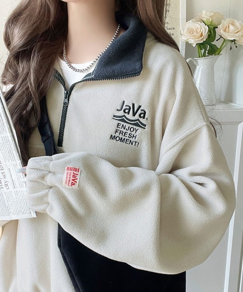 🇯🇵 日本直送 Classical Elf × JaVa 聯名款 復古運動風半拉鍊抓絨衝鋒套頭衛衣 (JV1260483) 🏔️✨