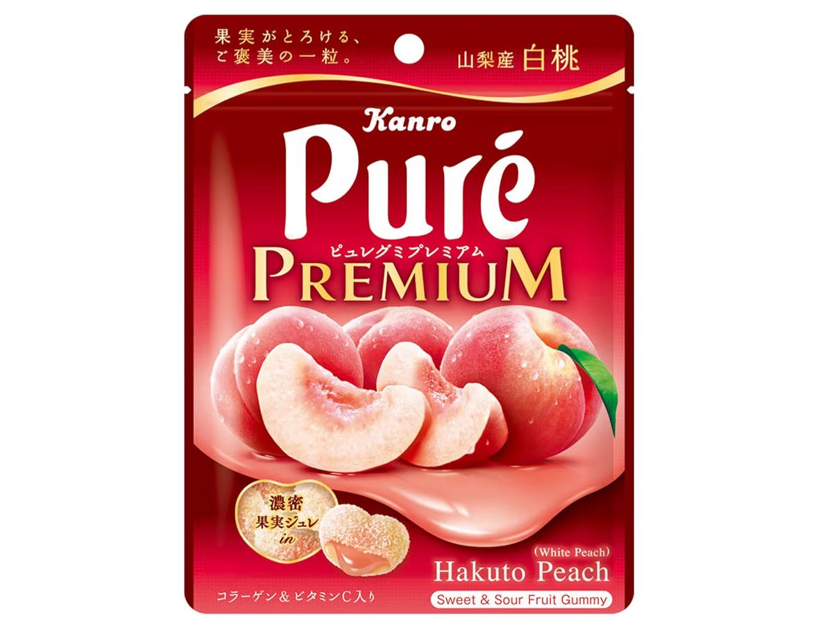 🇯🇵 日本直送 Kanro Puré Premium 山梨白桃夾心軟糖 🍑✨ 54g