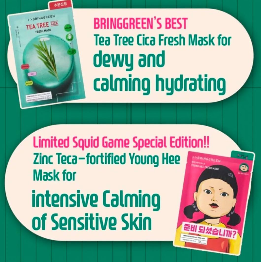 ❤‍🔥韓國直送 BRINGGREEN x 魷魚遊戲 tea tree circa 5pcs+英熙 fresh mask 5pcs