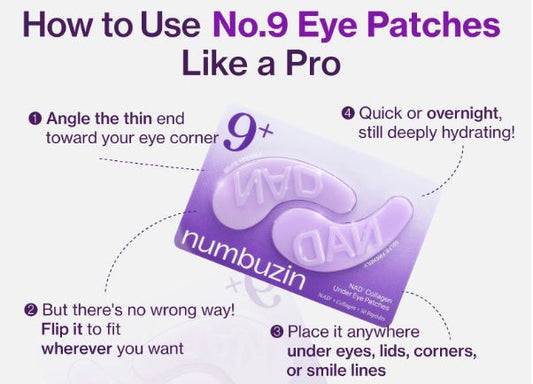 Korean 💕 numbuzin No.9 NAD+ Collagen Under Eye Patches - High-Efficiency NAD Peptide Anti-Aging Firming Eye Wrinkle-Reversing Jelly Eye Mask (10 pieces per box)